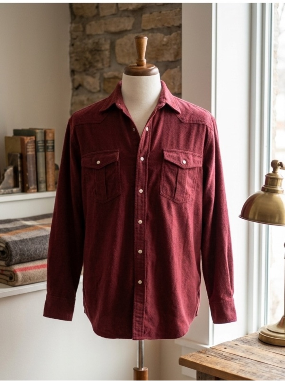 Vintage Moose Creek Heavyweight Flannel Shirt Deep Red Men's XL